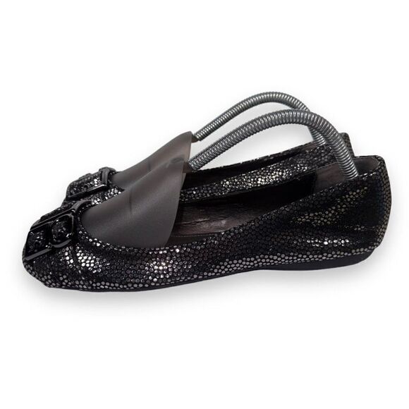 Calvin Klein Lilian Pebbled Black Metallic Flats Women's 8.5W - Picture 2 of 12